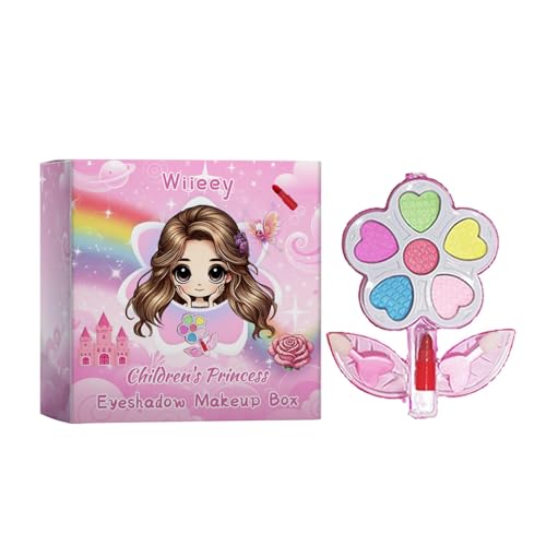 Kinderschminke Set Mädchen, Makeup Box, Kinder Schminkkoffer Mädchen Spielzeug Geburtstage, Lidschatten*6, Lippenstift*1, Lidschattenstift*2 von Generisch