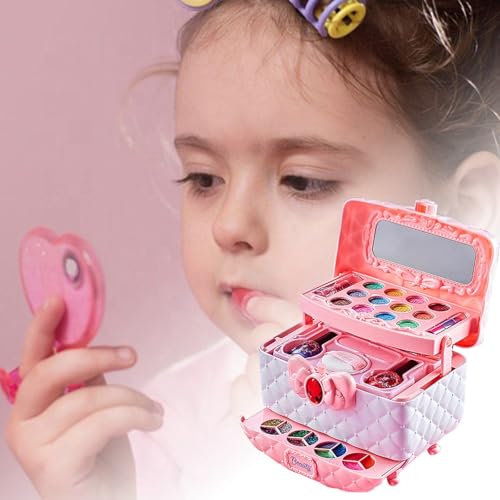 Kinderschminke Set Mädchen, Schminkkoffer Mädchen Spielzeug, Waschbar Schminke Kinder, Make Up Set Kinder Schminke Halloween Weihnachts Geburtstags Geschenke für Mädchen 4-12 Jahre von Generisch