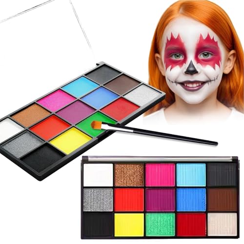 Kinderschminke Set - Schminkset Mit 15 Farben | Gesichtsfarbe Kinderschminken | Theaterschminke Farbe Palette | Waschbares Schminkpaletten-Set Für Halloween Karneval Clubaktivitäten von Generisch