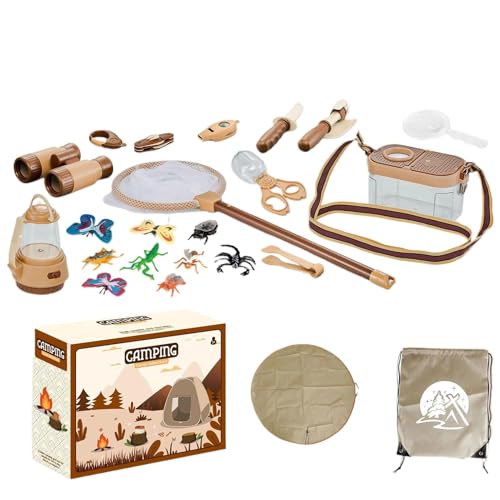 Kinderspiel-Campingset, Outdoor-Campingspielzeug | Campingzelt, Lagerausrüstung, Werkzeuge, Küchenspielzeug, Lagerfeuerspielzeug,Realistisches Outdoor-Lagerfeuer-Spielzeugset, Picknick-Utensilien für von Generisch