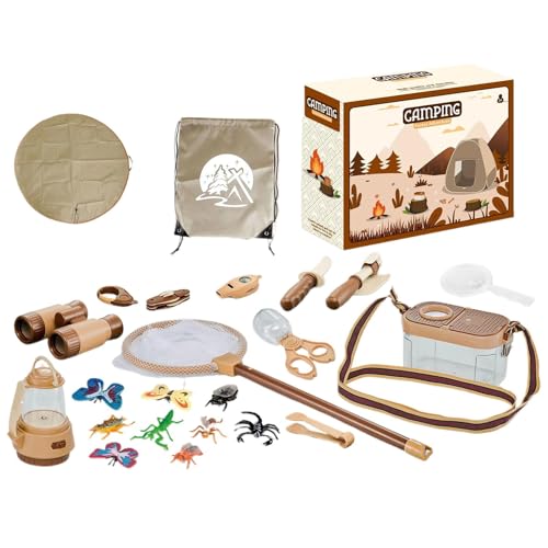 Kinderspiel-Campingset, Outdoor-Campingspielzeug - Campingzelt, Lagerausrüstung, Werkzeuge, Küchenspielzeug, Lagerfeuerspielzeug,Sichere, gefälschte Picknickutensilien, tragbare Aufbewahrung, Spielzeu von Generisch