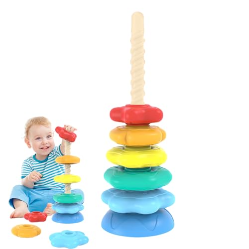 Kinderspiel Stapelringe | Rotierendes Spielzeug mit Kreisen zum Stapeln,Sensorischer Spielturm für Kinder Lernentwicklung Kinderspiel Stapelringe | Rotierendes Spielzeug mit Kreisen zum Stapeln,Sensorischer Spielturm für Kinder Lernentwicklung von Generisch