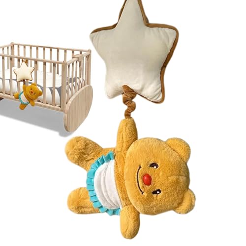 Kinderwagen Sitzglocke für Babys, Kinderwagen -Autositzrassle - Butterbär Anhänger Bell Plush Carses Rassle mit Stern - Weicher sensorischer Spielzeug -Chime -Aktivitäts -Musikbox für Kinderwagen von Generisch