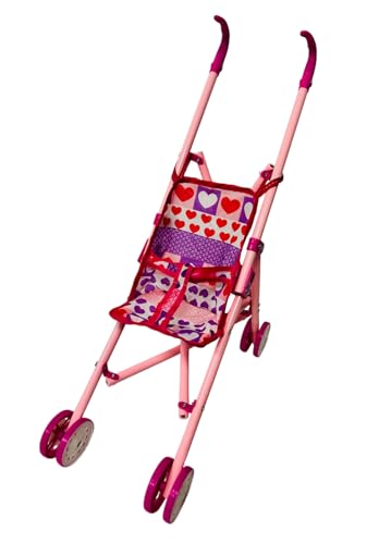 Kinderwagen für Puppen, Kinderwagen aus Metall, Puppenwagen mit Verdeck, zusammenklappbar, für Mädchen, Kinderwagen, Spielzeug für Puppen, Kinderwagen, mehrfarbig von Generisch