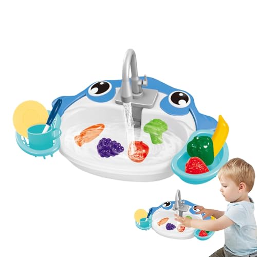 Kitchen Utensils Toy Set | Running Water Sink | Electric Dishwashing Toy for Kids | Toy Sink with Water Function | Children's Kitchen Sink Toy | Sink with Kitchen Utensils for Fishing Game von Generisch