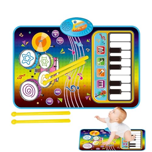 Klaviermatte für Kinder, Klavierspielmatte - Interaktive elektronische Klavierspielmatte mit 2 Trommelstöcken - Musikmatte für frühes Lernen zum Geburtstag, Weihnachten, Feiertag, Kindertag von Generisch