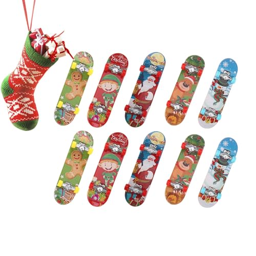 Kleine Finger-Skateboards für Kinder, Weihnachts-Finger-Skateboards,10X Skateboard-Fingerspitzen-Bewegungs-Neuheitsspielzeug - Neuartiges Spielzeug für Kinder, Skateboard-Lernspielzeug, Weihnachtsstru von Generisch