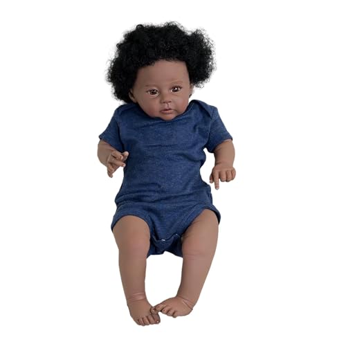 -Rebornpuppe Schwarz,Reborn-Puppe Schwarz | Echte Kinderpuppe,20-Zoll-Simulationspuppenspielzeug, realistische wiedergeborene Puppen, echte weiche Körperpuppe für Kinder von Generisch