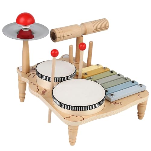 Kleinkind-Trommelset – Tragbares Kleinkind-Trommelspielzeug-Set | Sinnesspielzeug, Lernaktivitäten Für Kleinkinder, Hölzerne Kleinkindtrommel, Kindertrommelset, Multifunktionales Wiederverwendbares Kl von Generisch