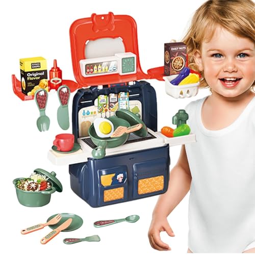 Kleinkindküche Spielset, tun Sie das Kochen von Lebensmitteln Set | Spielzeugküche tun Food Toy Rucksack | Tragbare interaktive Spielzeugküchenzubehör für, Mädchen Geburtstag von Generisch