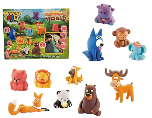 Knetset für Kinder Welt Tiere Wald Bauernhof Knetmasse Modelliermasse Play Set Bauernhof Wald Jungla Kreatives Kit mit Farbknete 168g Formen und Zubehör von Generisch