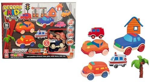 Knetset für Kinder mit Formen Autos mit Schale und Rädern Knetmasse Play Set Stadt Autos Kreatives Kit mit farbiger Knetmasse 168 g 16 Stück Formen Auto und Zubehör von Generisch