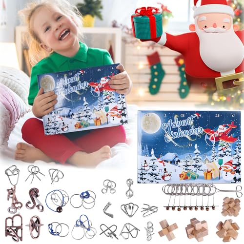 Knobelspiele Advents 2024,24 Tage von Weihnachts Brain Teaser, 3D Puzzle Weihnachts-Countdown-Geschenk-Box,Weihnachts Geschenke für Jungen,Mädchen (B) von Generisch