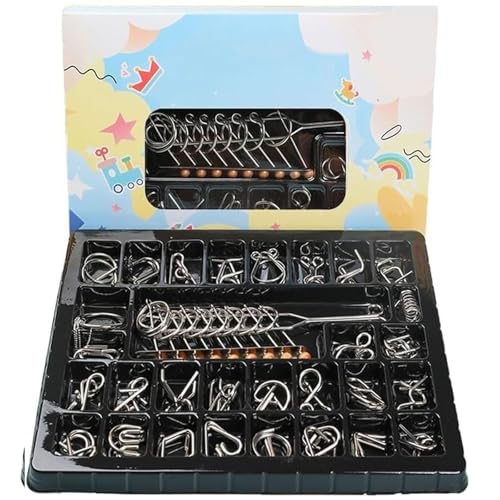 Knobelspiele Metall, Metal Puzzle Ring,Metallpuzzle Metallknobellei Set Spiele Geduldspiel Geschicklichkeitsspiel, Metal Puzzle Denkspiele Spielzeug Mini Geschenk für Erwachsene und Kinder (30pcs) von Generisch