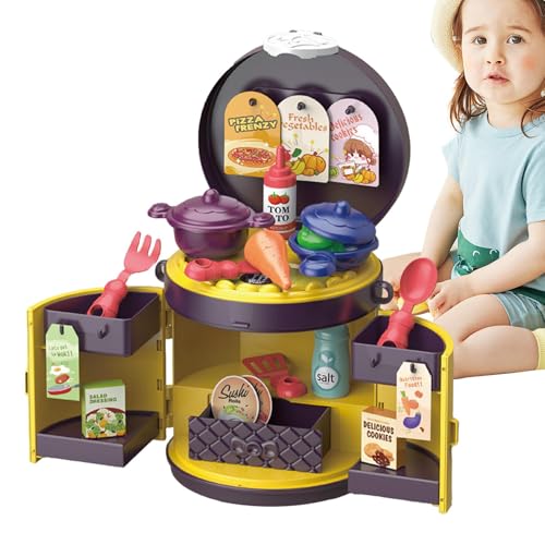 -Kochen-Spielset, Küchenzubehör - Safe Pretend Play 26-teiliges Anziehspielzeug-Make-up,Helle und farbenfrohe Spiel-Essenssets für Kinder ab 3 Jahren, und Mädchen von Generisch