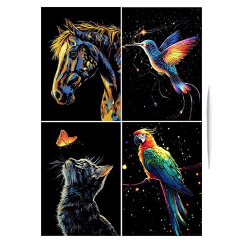 Kratzpapierkunst – Glitzer-Rubbelblätter, detailliertes Zeichenset, Malhandwerk mit lebendigen Designs von Tieren und Naturszenen, ideal für Jugendliche und Kinder Kratzpapierkunst – Glitzer-Rubbelblätter, detailliertes Zeichenset, Malhandwerk mit lebendigen Designs von Tieren und Naturszenen, ideal für Jugendliche und Kinder von Generisch