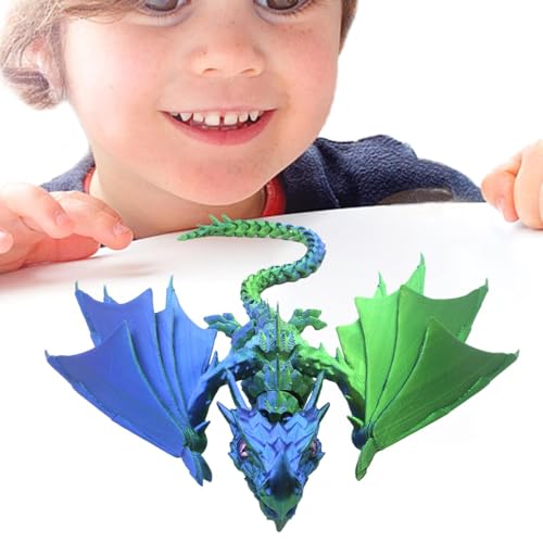 Kristallgeflügelter Drache | Realistisches 3D-Druck-Spielzeug, lindert Stress und Kreativität mit beweglichen Fidget-Spielzeug für Heimdekoration von Generisch