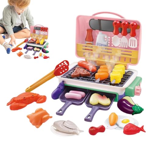 Küchenspielzeug für Kleinkinder,Kochspielzeug für Kinder,Pretend Kitchen Spielspielzeug-Set | Pretend Gourmet-Kochbox, wiederverwendbares kleines Koch-Rollenspiel, BBQ-Grill-Simulation für Mädchen und von Generisch