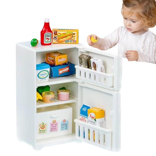 Kühlschrank Kinder Miniatur Spielzeugeinrichtung - Spielzeugkühlschrank Mit Essenssatz | Tragbares Treat Play Appliance, Kids Kitchen -Spielset Für Und Mädchen Über 3, Lustige Spielzeugküh von Generisch