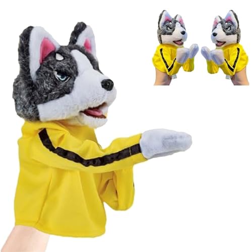 Kung Fu Tier Spielzeug Husky Handschuhe Puppe Kinderspiel Plüschtier,Tier Handpuppe Stofftier Spielzeug,Kung Fu Welpe Hund Action Spielzeug Geschenke Geeignet für Erwachsene und Kinderhände (1pcs) von Generisch