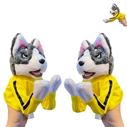 Kung Fu Tier Spielzeug Husky Handschuhe Puppe Kinderspiel Plüschtier,Tier Handpuppe Stofftier Spielzeug,Kung Fu Welpe Hund Action Spielzeug Geschenke Geeignet für Erwachsene und Kinderhände (2pcs) von Generisch