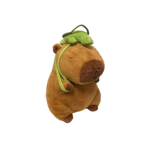 Kuscheltier Capybara 23 cm, Plüschtier Capybara mit Schildkrötenrucksack, Stofftier Braun, Plüsch Kissen Puppe Spielzeug Geschenk für Fans Kinder (A-35CM) von Generisch