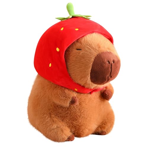 Kuscheltier Capybara 23 cm, Plüschtier Capybara mit Schildkrötenrucksack, Stofftier Braun, Plüsch Kissen Puppe Spielzeug Geschenk für Fans Kinder (B-23CM) von Generisch