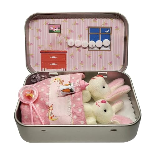 Kuscheltier Hase, Ostergeschenke Kinder, Bunny Mein Realistisches Kaninchen, Kaninchenspielzeugset, Bunny Pocket Box, für Kinder, Ostern, Füllung, 4PC (Rosa) von Generisch