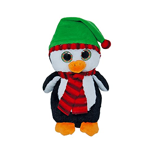 Kuscheltier Weihnachts Plüsch Auswahl Elch, Bär oder Pinguin 23 cm mit Schal, Plüschtiere Elchpuppe Weihnachten Rentier Stofftier Weihnachtsplüsch Geschenk Hirsch Plüschtier Stofftier Deko (Pinguin) von BYUP