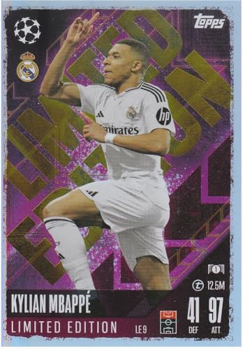 Kylian Mbappé Stürmer Madrid Topps Limited Edition Fußball Sammelkarte LE 9 von Generisch