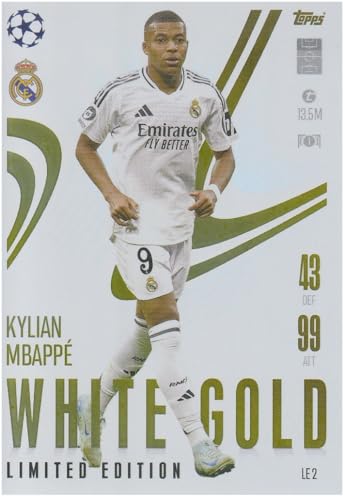 Kylian Mbappé t 13.5M Stürmer R. Madrid White Gold Limited Edition Fußball Sammelkarte LE 2 von Generisch