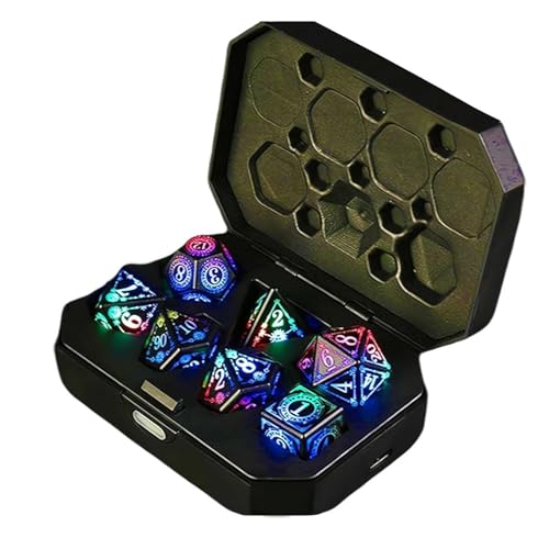 LED-Würfel-Set D&D wiederaufladbar, kabellos, beleuchtetes DND-Würfel-Set mit Ladebox, coole DND-Würfel mit Ladebox, flackernder leuchtender Würfel für RPG Rollenspiele MTG Tischspiel von Generisch