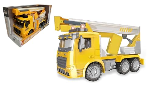 LKW Spielzeug für Kinder LKW Spielzeug mit Licht und Sound LKW Baustelle Betonmischer Bagger Bagger LKW Spielzeug LKW mit Bagger Truck Groß 1/12 Arbeit Kupplung (L) von Generisch