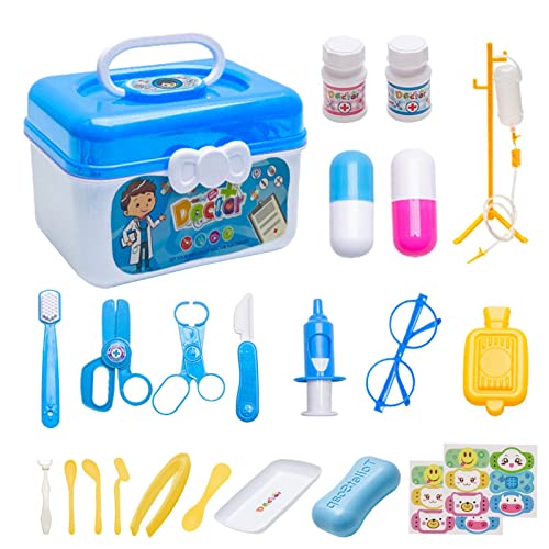 Langlebiges Arztkit für Kinder,23 stücke Spielhaus Spielzeug Arzt Set Stethoskop Kinder Spielhaus Aufbewahrungsbox | Simulation Doctor Supplies Toy Boy Girl Box für Geschenke ab 3 Jahren von Generisch