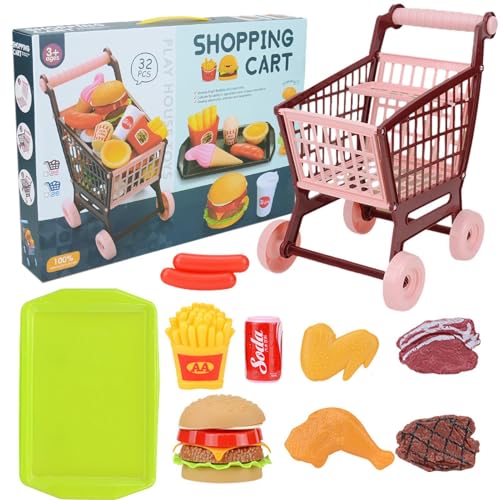 Lebensmittelwagen spielen, Einkaufswagen spielen - Spielküche Hamburger Spielzeug Essen vorgeben - Lernspielzeug-Küchenspielset, vorgetäuschtes Spielzeugessen, gefälschtes Spielessen für Kinder ab 3 J von Generisch