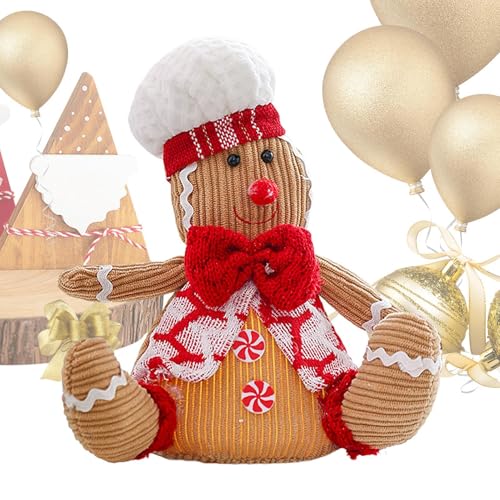 Lebkuchen-Nachtlicht,Lebkuchenmann-Puppe, Leuchtende Lebkuchen-Plüschfiguren mit Kochmütze, 26 cm/10 Zoll weiches Weihnachtsplüschtier, Keks-Plüschpuppe, Lebkuchenmann-Lampe für Kinder, Kinder von Generisch