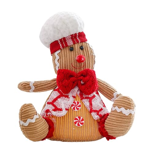 Lebkuchen-Nachtlicht,Lebkuchenmann-Puppe,Lebkuchenmann Weihnachtsplüschtier mit Kochmütze - 26 cm/10 Zoll weiches Weihnachtsplüschtier, Keks-Plüschpuppe, Lebkuchenmann-Lampe für Kinder, Kinder von Generisch