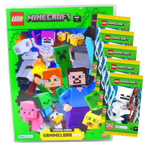 Lego Minecraft Karten Serie 1 - Sammelkarten Trading Cards (2024) - 1 Mappe + 5 Booster von Generisch