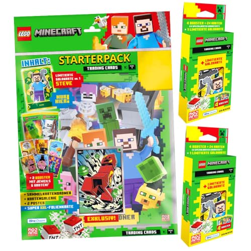 Lego Minecraft Karten Serie 1 - Sammelkarten Trading Cards (2024) - Auswahl (1 Starter + 2 Blister) von Generisch