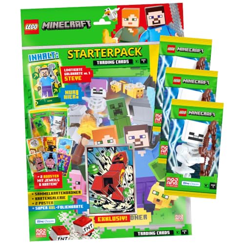 Lego Minecraft Karten Serie 1 - Sammelkarten Trading Cards (2024) - Auswahl (1 Starter + 3 Booster) von Generisch