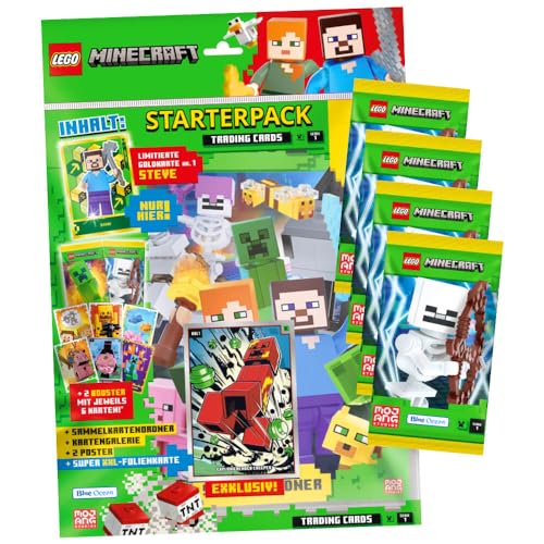 Lego Minecraft Karten Serie 1 - Sammelkarten Trading Cards (2024) - Auswahl (1 Starter + 4 Booster) von Generisch