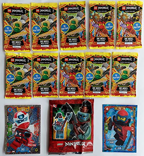 Lego Ninjago Karten Trading Cards Serie 6 Next Level - Die Insel (2021) - 10 Booster à 10 Sammelkarten gesamt 100 Karten Bundle + 2 XXL Cards Kai + Figur Munce Ovp von Generisch