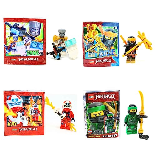 Lego Ninjago Legacy Minifigur - Sammelfigur - Ninjago Figur 4er Set - Cole 3 + Zane 2 + Lloyd 1 + Kai 5 von Generisch