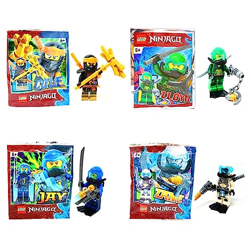 Lego Ninjago Legacy Minifigur - Sammelfigur - Ninjago Figur 4er Set - Cole 3 + Zane 3 + Jay 5 + Lloyd 4 von Generisch