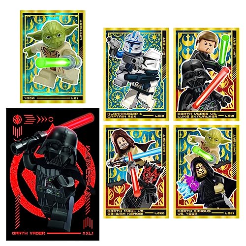 Lego Star Wars Karten Trading Cards Serie 4 - Die Macht Sammelkarten (2023) - LE12 + LE13 + LE14 + LE15 + LE1 + XXL1 Gold Karte von Generisch