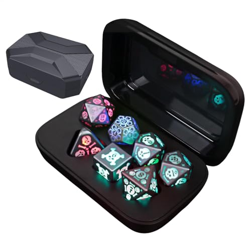 Light Up Cube Set, RGB Polyhedral Charging Dice Sets with Charging Box, Great Present for Board Lovers, 3.94x2.83x1.3 Inches, LED Board Game for Men and Women, ABS von Generisch