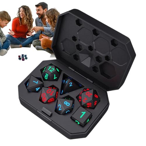 Light Up Cube Set, RGB Polyhedral Charging Dice Sets with Charging Box, Great Present for Board Lovers, 3.94x2.83x1.3 Inches, LED Board Game for Men and Women, ABS von Generisch