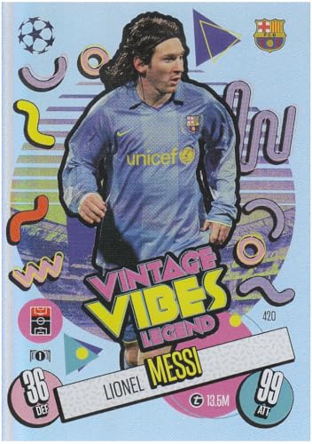 Lionel Messi t 13.5M Barcelona Vintage Vibes Legend Topps CL Fußball Sammelkarte 420 von Generisch