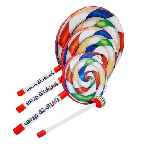 Lollipop-Trommel | 6/8/10 Zoll Lollipop-Handtrommel Mit Trommelschlägel, Schlaginstrument-Handtrommel Für Kinder, Pädagogische Kindertrommel, Interaktives Vorschulspielzeug Für Vorschulkinder von Generisch