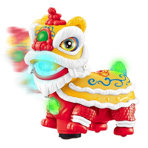 Lucky Lion Dance Toy, Light Lion Dashboard Decoration, Shaking Action, Vibrant Lion Dance Ornaments, Car Dashboard Ornament with Light and Music, Traditional Lion Dance Model for Home Decoration von Generisch